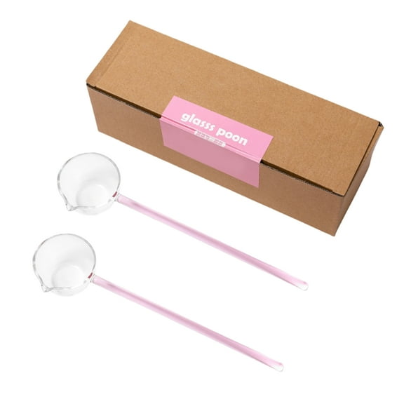 2PCS Glass Soup Ladles Durability with Round Long Handles Soap Ladle Spoon