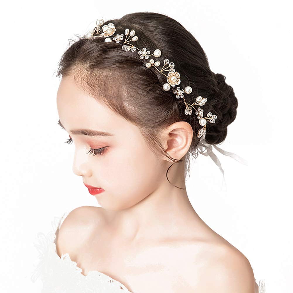 Wedding Hair Accessories for Kids, Princess Headpiece White Flower Headband  Pearl Hair Dress for Girl and Flower Girls Cute Bridal Wedding Hair Band -  Walmart.com