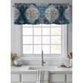 thumbnail image 4 of Vintage Boho Bllue Curtain Valances for Windows, Abstract Retro National Flower Kitchen Valance Window Treatment, Light Filtering Block Curtains for Bathroom/Bedroom/Living Room 54'' x 18'', 4 of 9