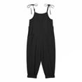 thumbnail image 6 of One Piece Jumpsuits for Women Casual Lace Up Sleeveless Solid Overalls With Pocket Drawstring Loose Spaghetti Strap Romper Trendy Jumpsuits, 6 of 7