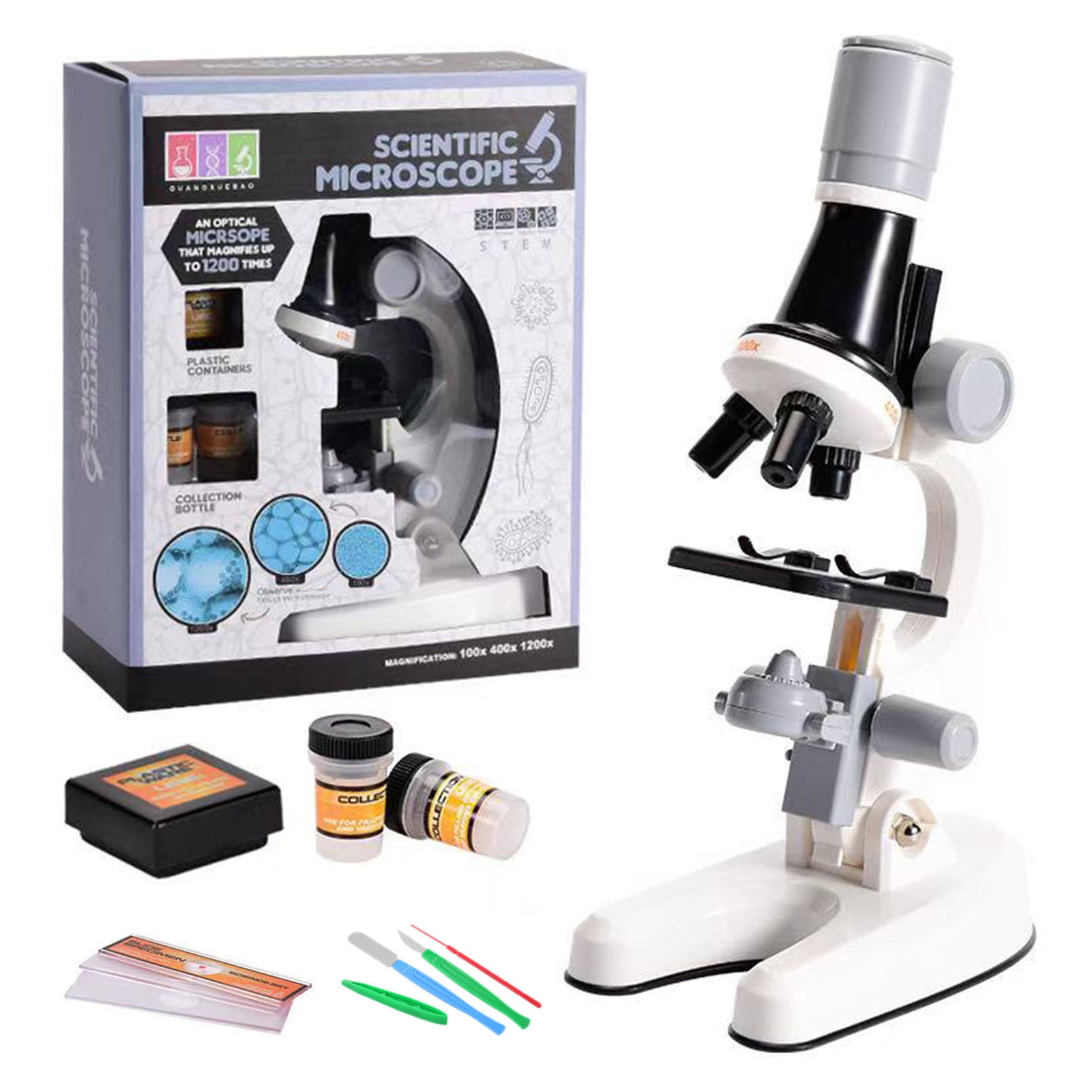1200X Science Kits for Kids Microscope Plastic Beginner Microscope Kit NEW L0Z1 