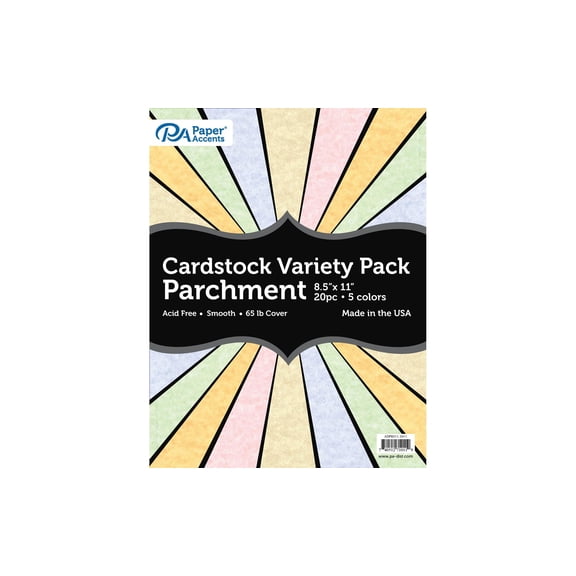 Accent Design Paper Accents Variety Pack, Parchment Cardstock, 20 Sheets, 8.5x11 Inch, Coordinated Colors, Scrapbooking Cards and Crafts