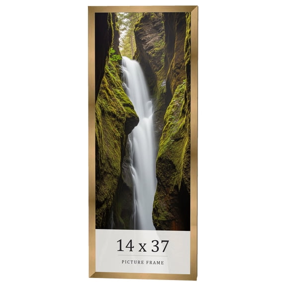 14x37 Frame Gold Bronze Solid Wood Picture Frame Width 0.75 Inches | Interior Frame Depth 0.5