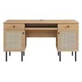 thumbnail image 3 of Chaucer Office Desk with Rattan Weaving and Adjustable Shelves, 3 of 3