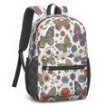 thumbnail image 2 of Butterfly and Flower Orange Pattern 17" School Backpacks for Teens,Waterproof Oxford Fabric,S-Shape Padded Straps for School,Travel,Hiking,Camping, 2 of 6