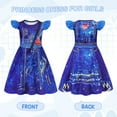 thumbnail image 3 of Benylion Descendants Costume Evie Dress for Girls Blue Flutter Sleeve Rocker Style Dresses Kids Halloween Birthday Party Cosplay Outfit for 9-10 Years, 3 of 6