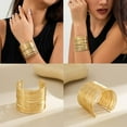 thumbnail image 4 of 3PCS Chunky Gold Cuff Bracelets for Women Statement Bangle Bracelets Set Jewelry, 4 of 7