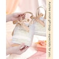 thumbnail image 4 of FFIY Small Gift Bags Bulk, 4 Pcs 5.3x2.7x5.9" Frosted Plastic Clear Gift Bags with Handles Small Reusable Gift Bags for Wedding, Birthday, Valentines, with Champagne Color Paper Filler and Ribbon, 4 of 6