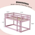 thumbnail image 5 of Bunk Bed Twin Over Twin, Low Twin Size Floor Bunk Beds with Ladder, Solid Wood Junior Bunk Bed for Teens Bedroom, No Box Spring Needed-Pink, 5 of 9
