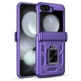 thumbnail image 3 of Elegant Choise Case for Samsung Galaxy Z Flip 5 5G Shockproof Pone Cover with Slide Camera Lens Protector and Ring Stand, Purple, 3 of 17