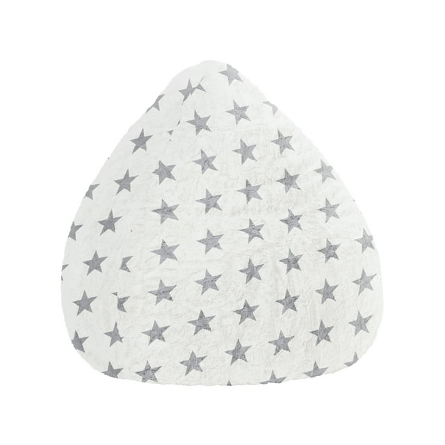 Gouchee Home Fluffy Stars White Faux Fur Bean Bag Chair – Soft Polyester with Polystyrene Bead Filling, Suitable for Adults and Teens, Lightweight & Cozy Seating for Bedroom, Living Room or Playroom
