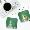 thumbnail image 4 of Naloa Christmas Green Coasters for Set of 4 - PU Leather Coasters, Coasters for Table Cup Tea Coffee Beer, Decorative for Kitchen Homedecor (Round), 4 of 6