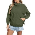 thumbnail image 2 of FDGIU Women's Oversized Hooded Windbreaker Jacket, Full Zip Elastic Cuff Lightweight Casual Coat with Zipper Side Pockets for Hiking Beach Travel Daily Layering, 2 of 8