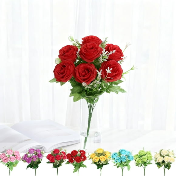 Ramo de flores de seda artificial con 6 cabezas para centros de mesa de boda y decoración de fiestas en casa