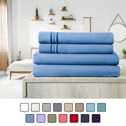 Elif Queen Size Bed Sheets Set Microfiber Machine Washable, Blue