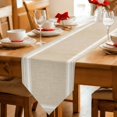 thumbnail image 2 of White Striped Grid Table Runner Linen Burlap Table Runner 72 Inches Long Modern Simple Vertical Stripes Beige Dresser Scarves for Kitchen Island Coffee Dining Room Party Wedding Holiday Decor 14"x72", 2 of 8