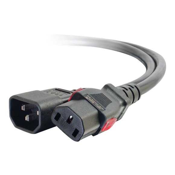 C2G 3ft Locking C14 to C13 10A 250V Power Cord Black - TAA - Power cable - IEC 60320 C14 to power IEC 60320 C13 - AC 250 V - 10 A - 3 ft - black