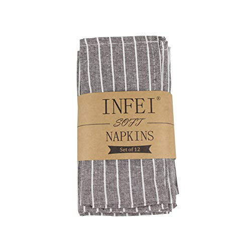- for Events & Home Use Brown 40 x 30 cm INFEI Plain White Striped Cotton Dinner Cloth Napkins Set of 12 