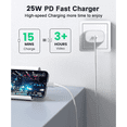 thumbnail image 3 of (3 pack) USB C Charger 25W, PD 3.0 Charger Fast Charging Durable Type C Charger for iPhone 14/14 Plus/14 Pro/14 Pro Max/13/12/11,iPad,Samsung, Android Phones-White, 3 of 10