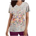 thumbnail image 2 of Snoarin Été Grande Taille Hauts à Manches Courtes pour Femmes Mode Féminine Hauts à Manches Courtes Col en V Uniforme de Travail Imprimé avec Poche Blouse Hauts Uniformes de Travail pour Femmes en Liquidation, 2 of 4