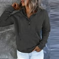 thumbnail image 3 of Womens 2024 Long Sleeve V Neck Shirts Tunic Tops Button Collar Drawstring Hoodies Pullover Casual Sweatshirts, 3 of 5