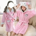 thumbnail image 3 of Kawaii Sanrio Hello Kitty Pajamas Night-Robe Autumn Winter Hooded Thick Bathrobe Matching Outfit Clothes Top, 3 of 14