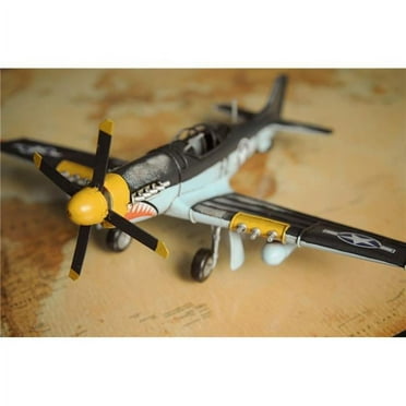 HomeRoots 401763 6 in. Metal Hand Painted Decorative Airplane, Steel