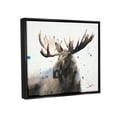 thumbnail image 3 of Stupell Industries Majestic Moose Watercolor Painting with Blue Splatter Jet Black Framed Floating Canvas Wall Art, 24x30, by Eric Sweet, 3 of 6