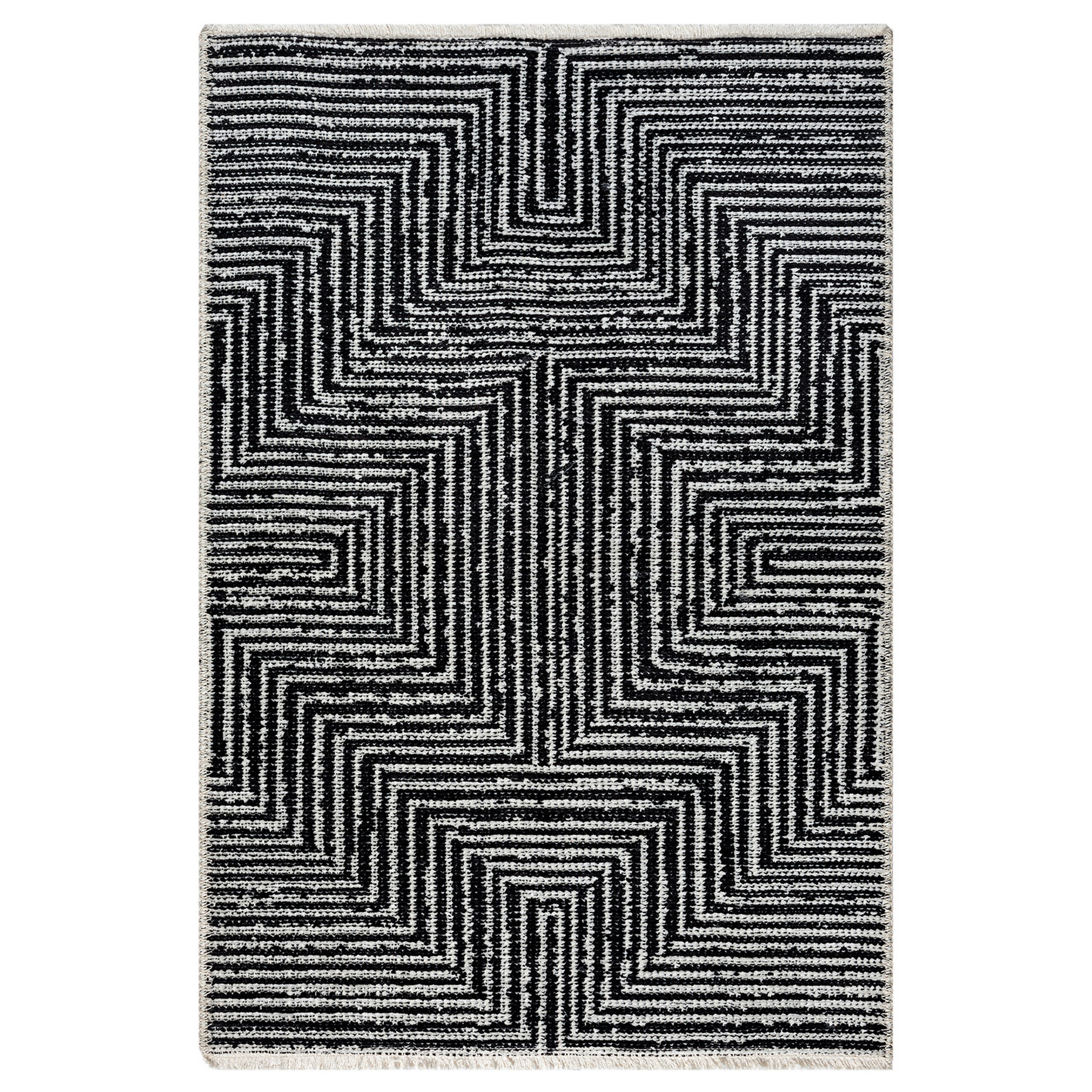 Indigo Ink Votra Black Abstract Geometric Indoor Area Rug, 2' x 3', Machine Washable