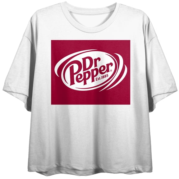 Dr Pepper Box Logo Women's White Crew Neck Short Sleeve Crop Top-XS