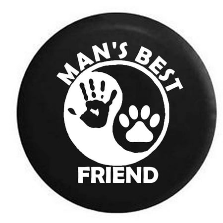 Man's Best Friend Ying Yang Hand Print Jeep Wave Paw Print Spare Tire Cover Black 27.5