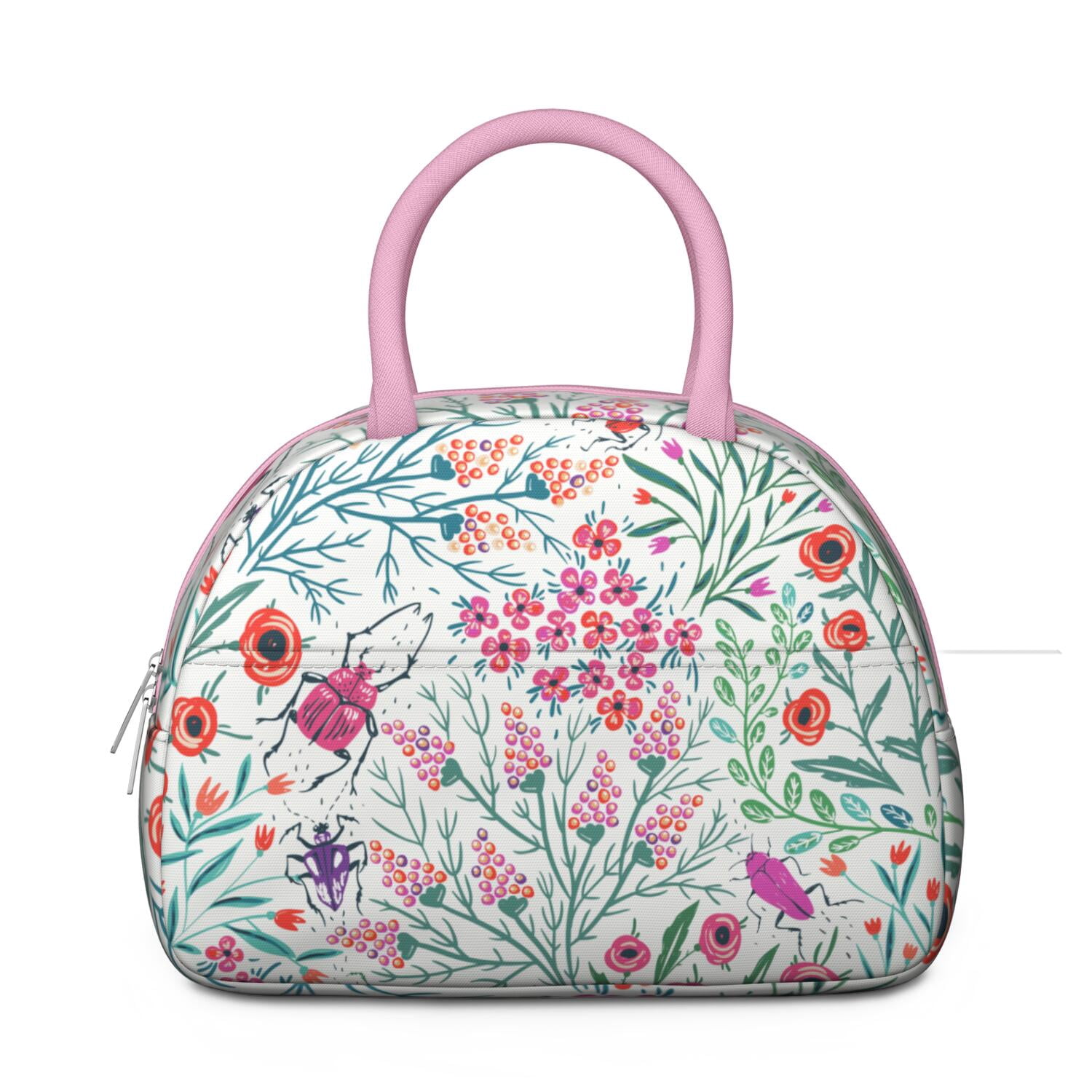 Rustic Floral Lunch Bag – Vintage Bloom Pattern Tote for Women with Insulated and Leakproof Lining, Ideal for Outdoor Meals