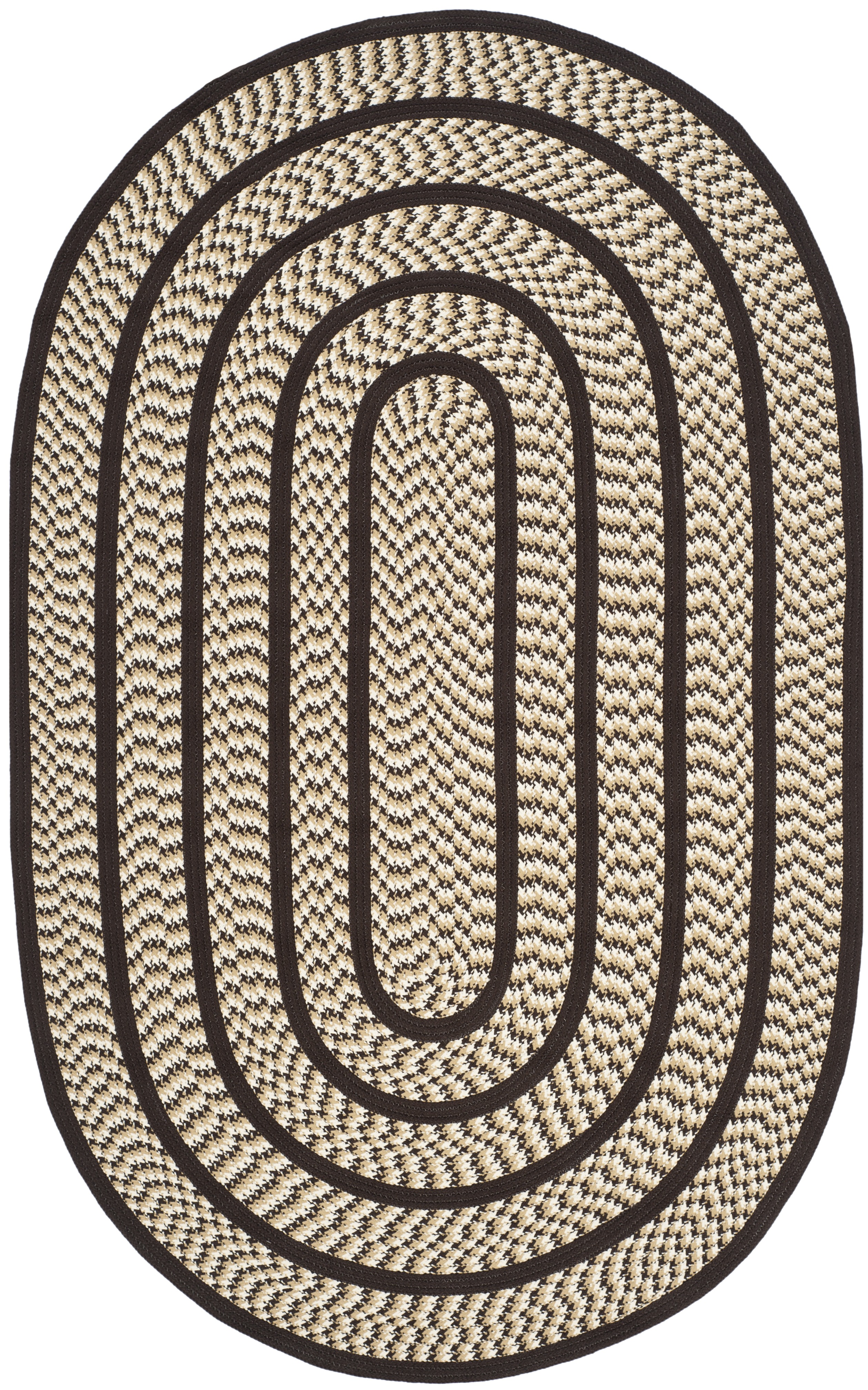 SAFAVIEH Braided Tanisha Bordered Reversible Area Rug, Ivory/Dark Brown, 6' x 9' Oval