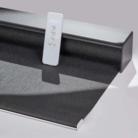 EnjinZZ Motorized Smart Blind for Windows with Remote Control Automatic Light Filtering Roller Shades Electric Child Safety Rechargeable Battery Shades for Home, 50" W X 64" H, Light Filtering-Black