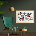 thumbnail image 2 of Rowan Wall Art with Frame, Christmas Pattern of Bullfinch Birds Snowflakes Rowan in Watercolor Style, Printed Fabric Poster for Bathroom Living Room Dorms, 35" x 23", Scarlet Grey Black, by Ambesonne, 2 of 2