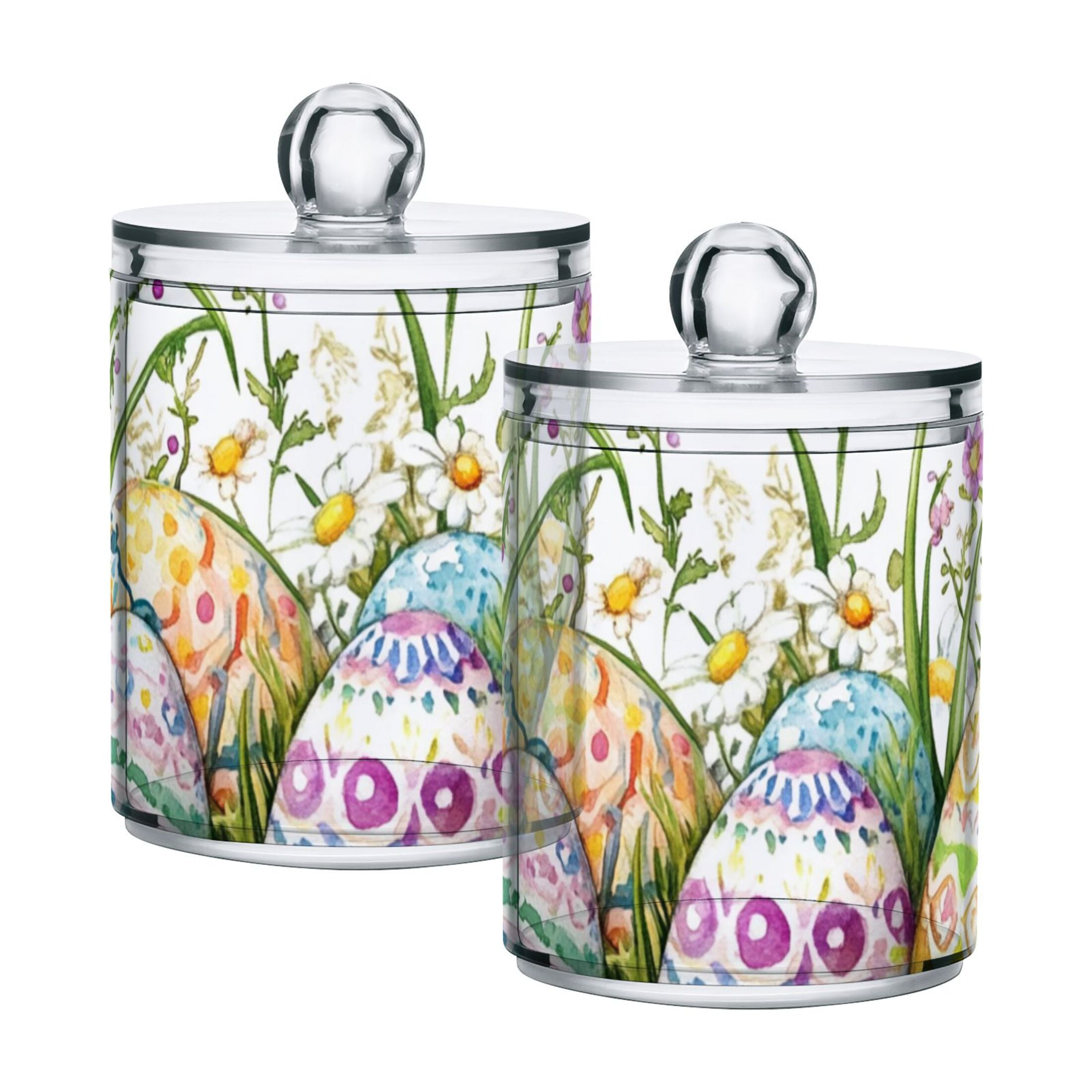 Ckdifva Easter Eggs Flowers Storage Jar with Lid Acrylic Organization Storage Containers Set of 4