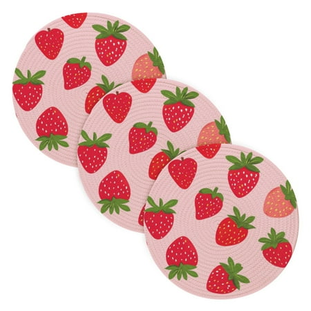 

3 Placemat Pan Bowl Mat Teacup Mat 15x15x24 Inch Tray Mat Kitchen Pot Mat Hot Pot Mat Teapot Mat Table Protective Mat Pink Strawberry1