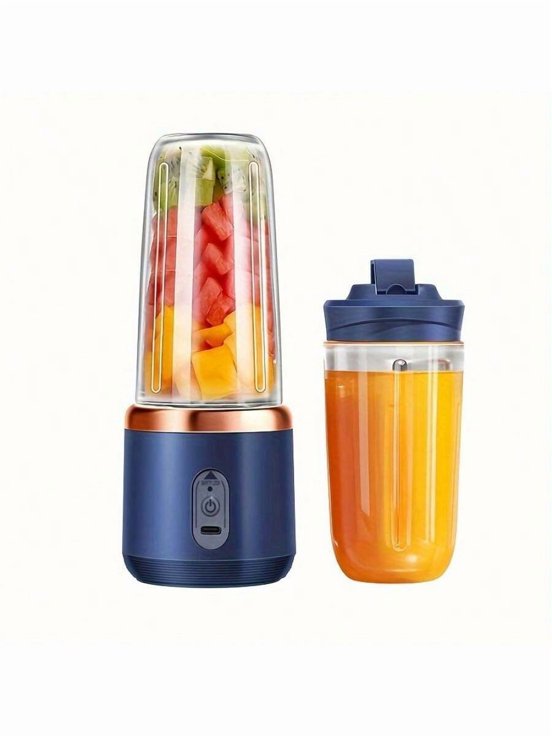 USB Rechargeable Portable Juicer Blender Cup - 6 Blades, Compact Multi-Functional Mixer for Travel, Camping, Home - Durable Navy Blue Food Processor, Modern Kitchen Tool