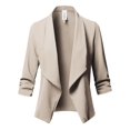 thumbnail image 2 of FashionOutfit Women's Stretch 3/4 Gathered Sleeve Open Blazer Jacket, 2 of 5