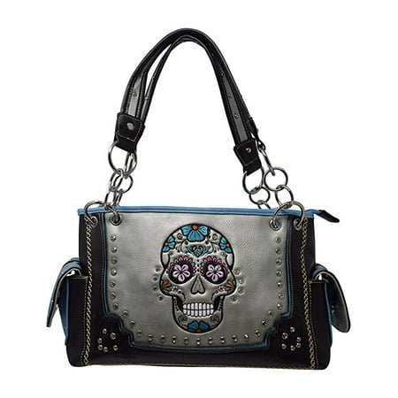 Women's Concealed Carry Purse with Sugar Skull Embroidered Design and ...