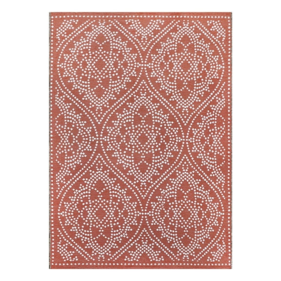 Better Homes & Gardens 5'x7' Linen & Rust Medallion & Diamond Reversible Outdoor Rug
