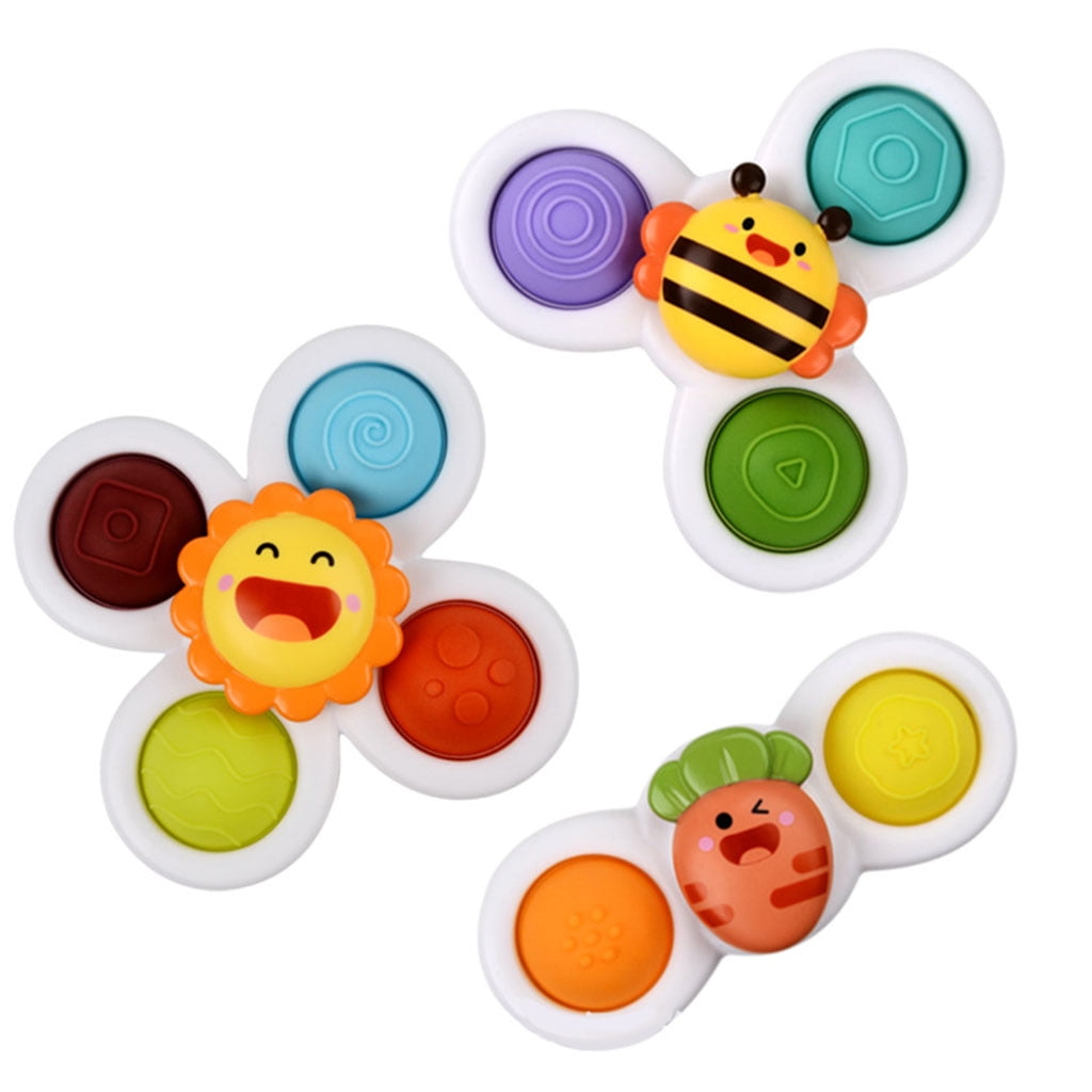 Suction Cup Baby Dining Chair and Bathing Toys Suction Sucker Spinning Top Toy Gifts for Baby Luofasau Baby Spinning Top Toys 3 Pcs Suction Cup Spinner Toy 