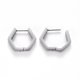 thumbnail image 2 of Tarnish Resistant 304 Stainless Steel Huggie Hoop Earrings Hexagon Stainless Steel Color 14.5x16.5x3mm Pin: 1mm, 2 of 2
