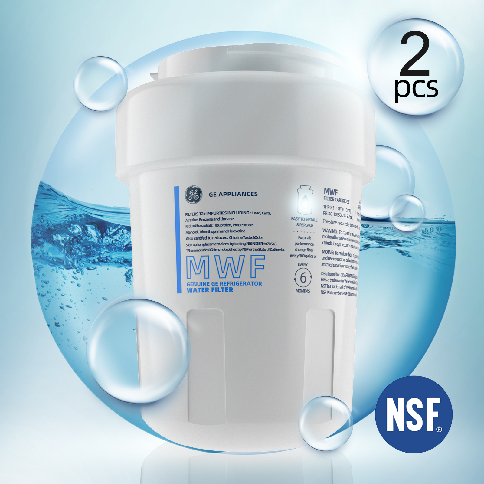 2 Packs MWF Fridge SmartWater Filter Replacement, Compatible with for