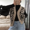 thumbnail image 6 of Women'S Leopard Button Up Sweater Vest Cheetah Print Sleeveless Office Knit Trendy Vests Top Khaki M, 6 of 8