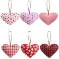 thumbnail image 3 of Felt Fabric Heart Hanging Ornament, 12 Pieces Set, Red Pink Buffalo Plaid Check, for Valentine's Day, Wedding, Party DIY Crafts (Multicolor), 3 of 11