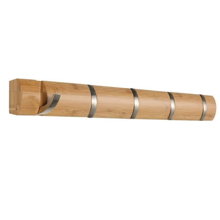 Designer Umbrella Sale Designer Coat Rack, 5 Hooks Wall Mounted Hanger - Hanger Wall Mounted Eco-Friendly Waterproof Bamboo Design Embedded Screws for Jackets, Coats, Hats, Umbrellas, Scarfs, Bags, Holds 10kg ()
