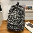 thumbnail image 3 of HUISZJ Leopard Print Laptop Backpack, Retro Casual Backpack, Fuzzy Aesthetic Backpack for Work Travel Outdoor (Black), 3 of 10