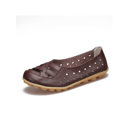 

Ymiytan Ladies Loafers Flat Flats Round Toe Boat Shoes Driving Comfort Breathable Slip On Moccasins Coffee 8