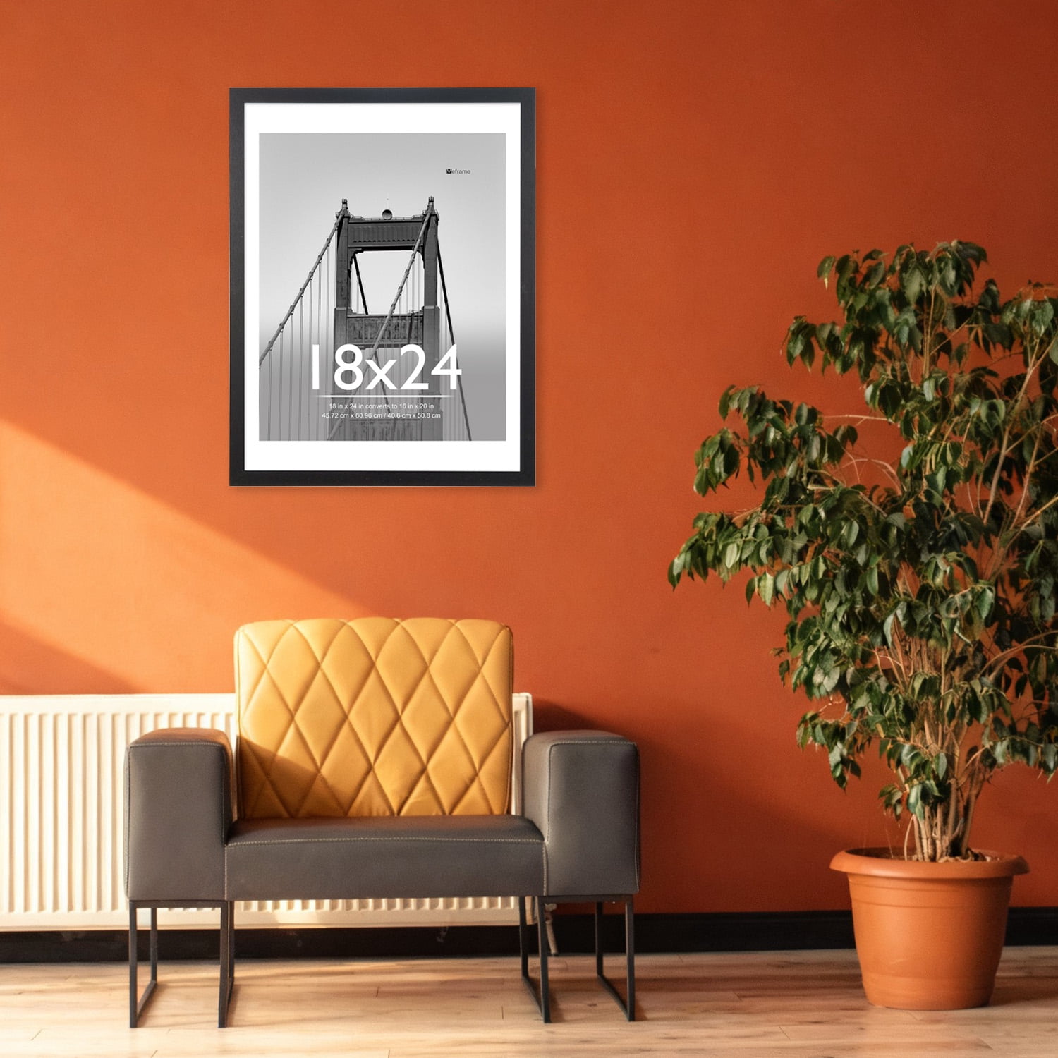 Meframe 3PACK 18x24 Wooden Picture Frame Set, Matted to 16x20 Wall Poster Frame, Black